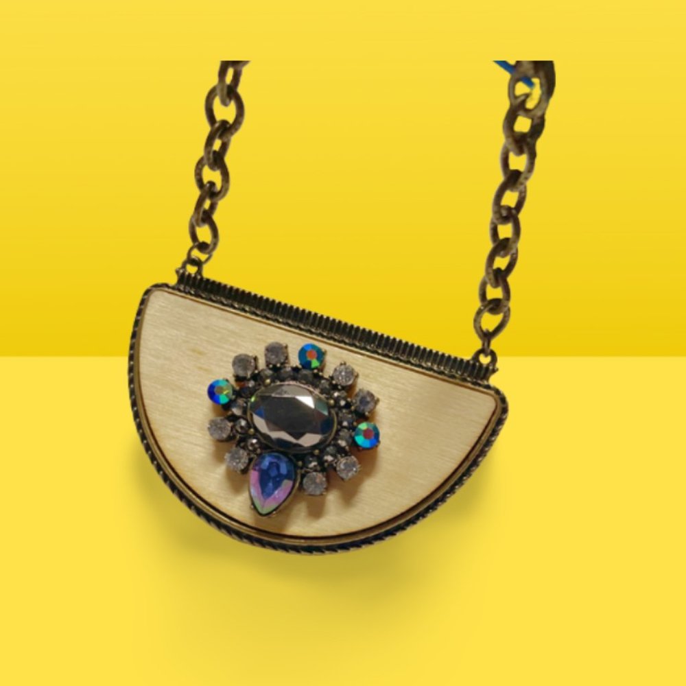 Wood and Crystal Necklace